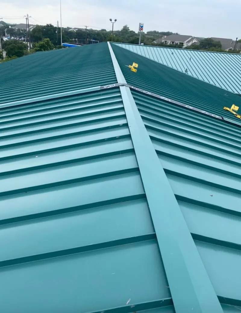 Green commercial metal roof ridge and valley for Metal Roof Repair in Hamden